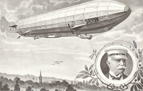 8 historische Ansichtskarte:  Luftschiff Zeppelin LZ17 Sachsen 